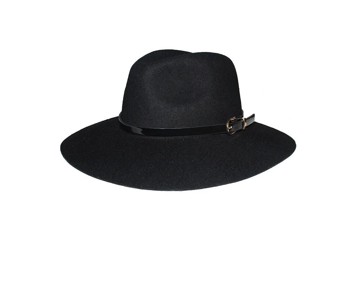 93 Black 100% Wool Panama Style Hat - The London