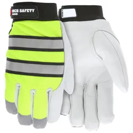 968M MCR Safety Mechanics Gloves, Medium, Leather, White, Adjustable Closure