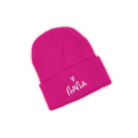 Adult Beanie - Mama - Hot Pink w/ Heart Above