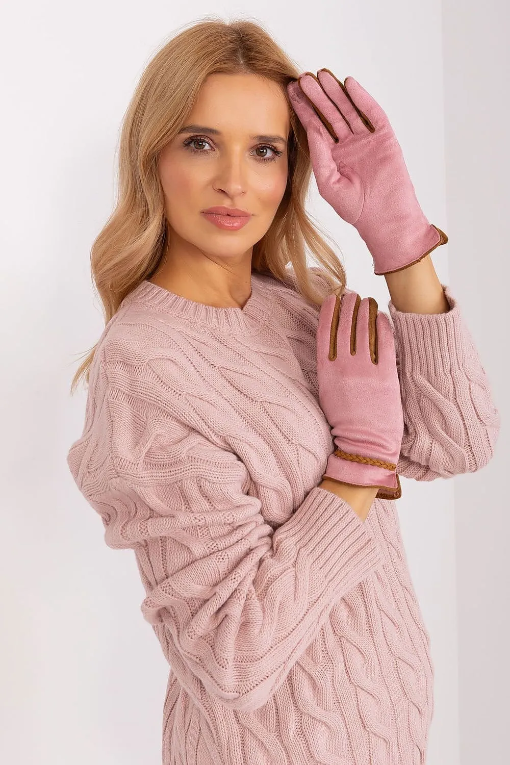 AT Braided Rope Contrast Trim Gloves