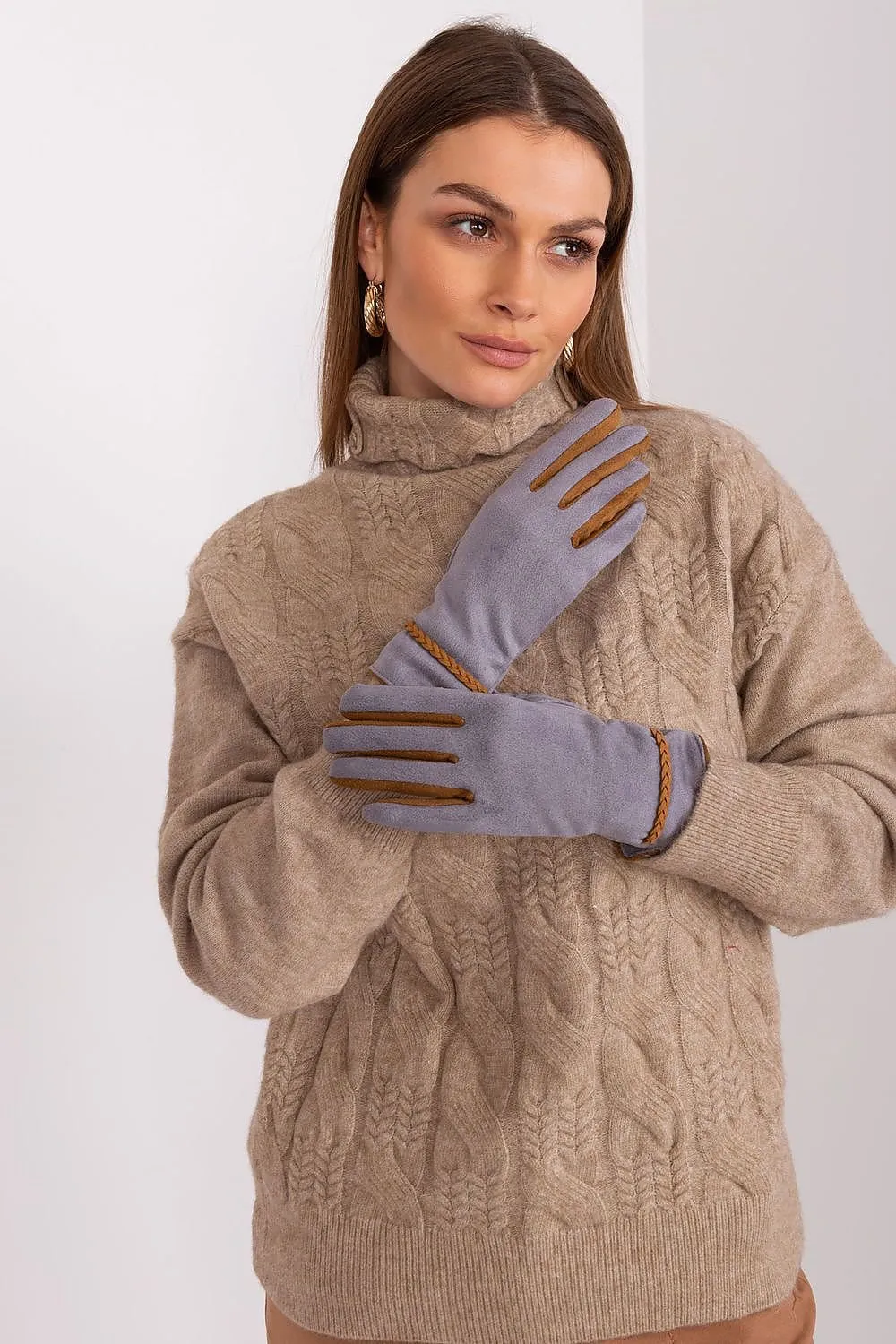 AT Braided Rope Contrast Trim Gloves