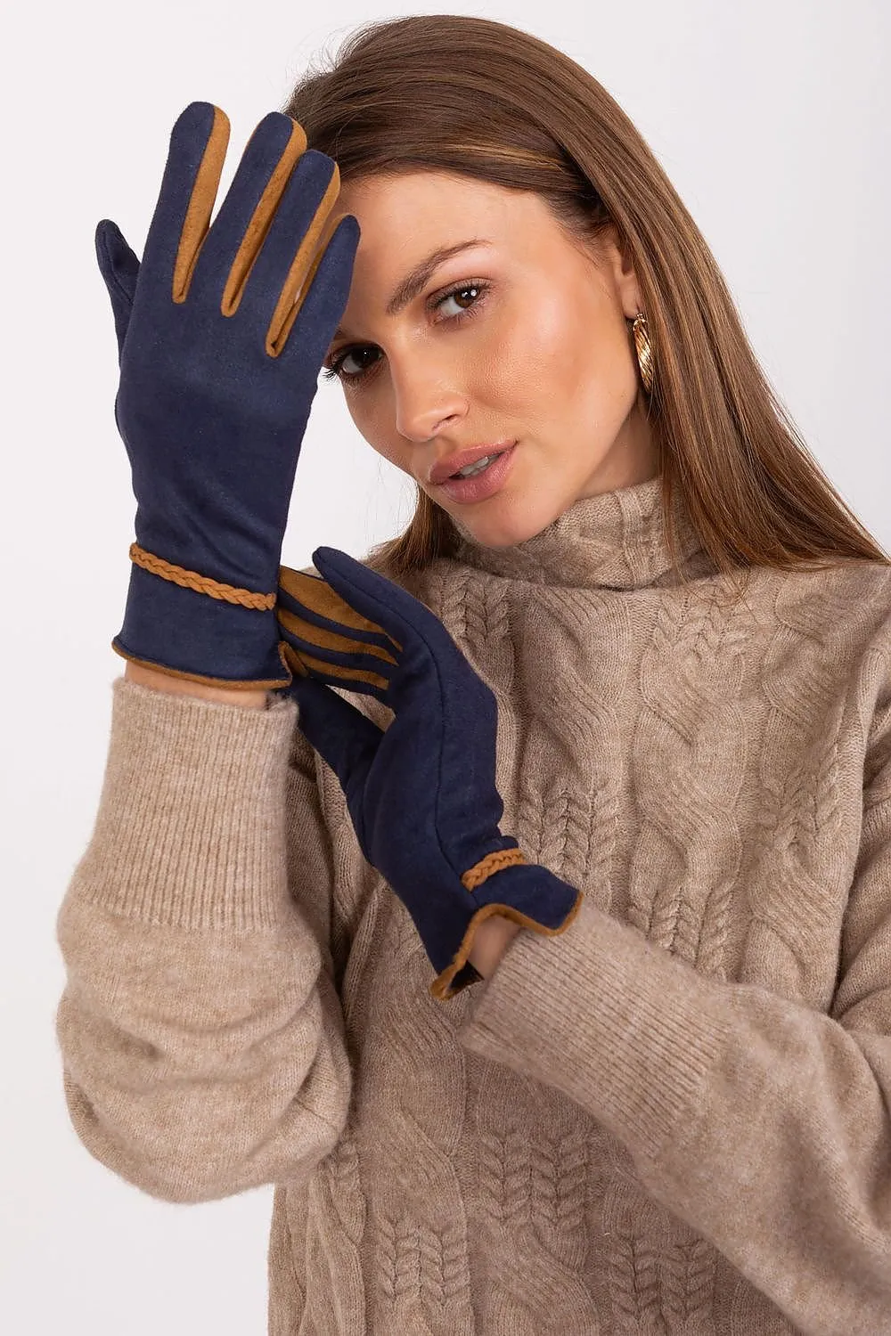 AT Braided Rope Contrast Trim Gloves