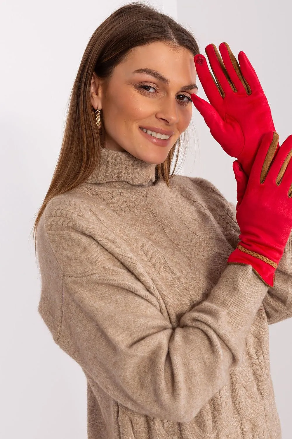 AT Braided Rope Contrast Trim Gloves