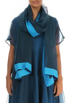 Azure Silk Chiffon Scarf