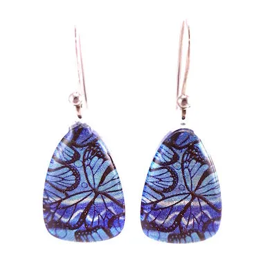 Blue Monarch Butterfly Pendant & Earring Set