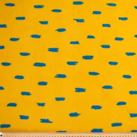 Blue Shapes on Yellow Printed Polar Fleece Design 34