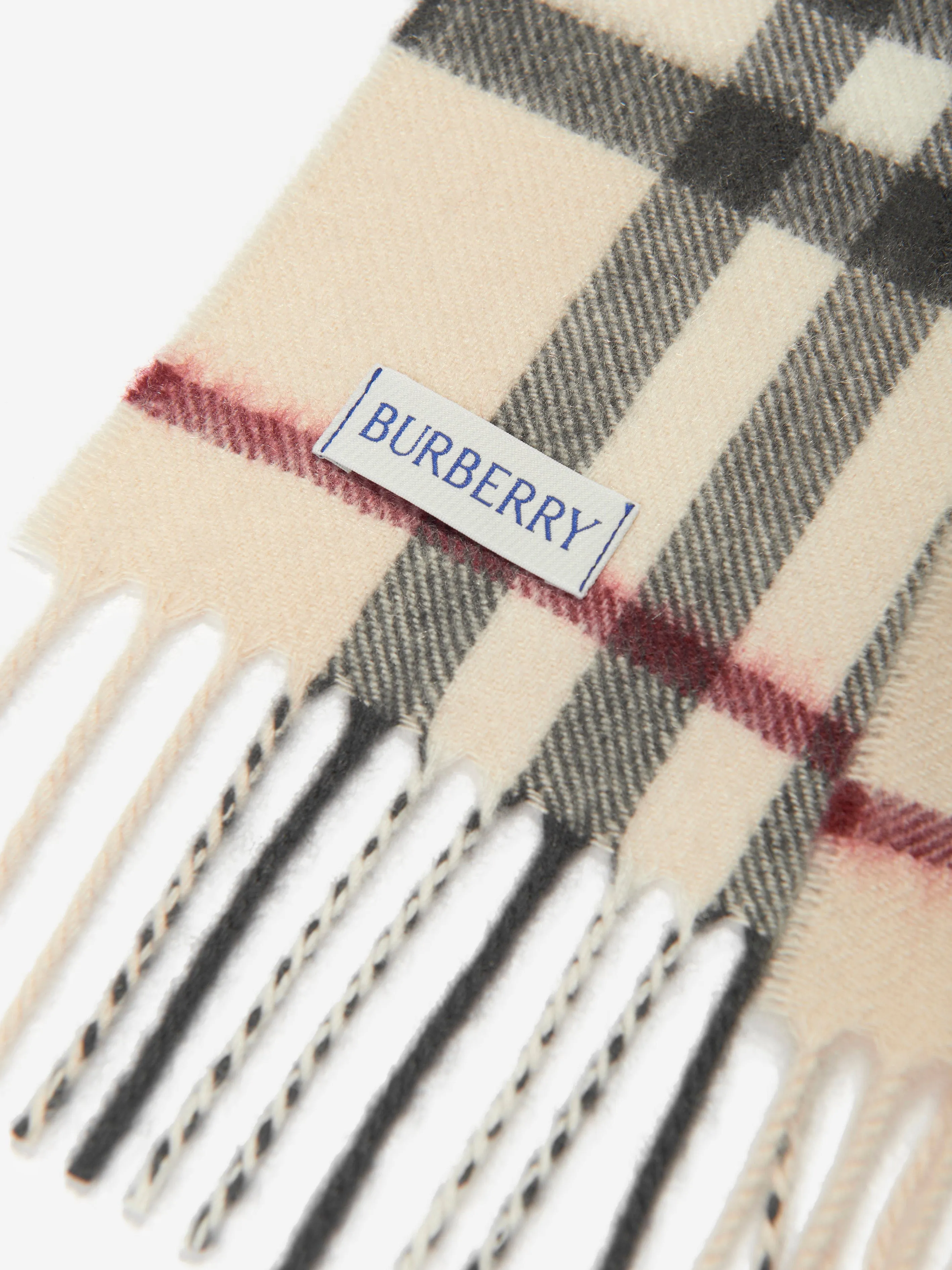 Burberry Kids Heritage Check Cashmere Scarf in Beige