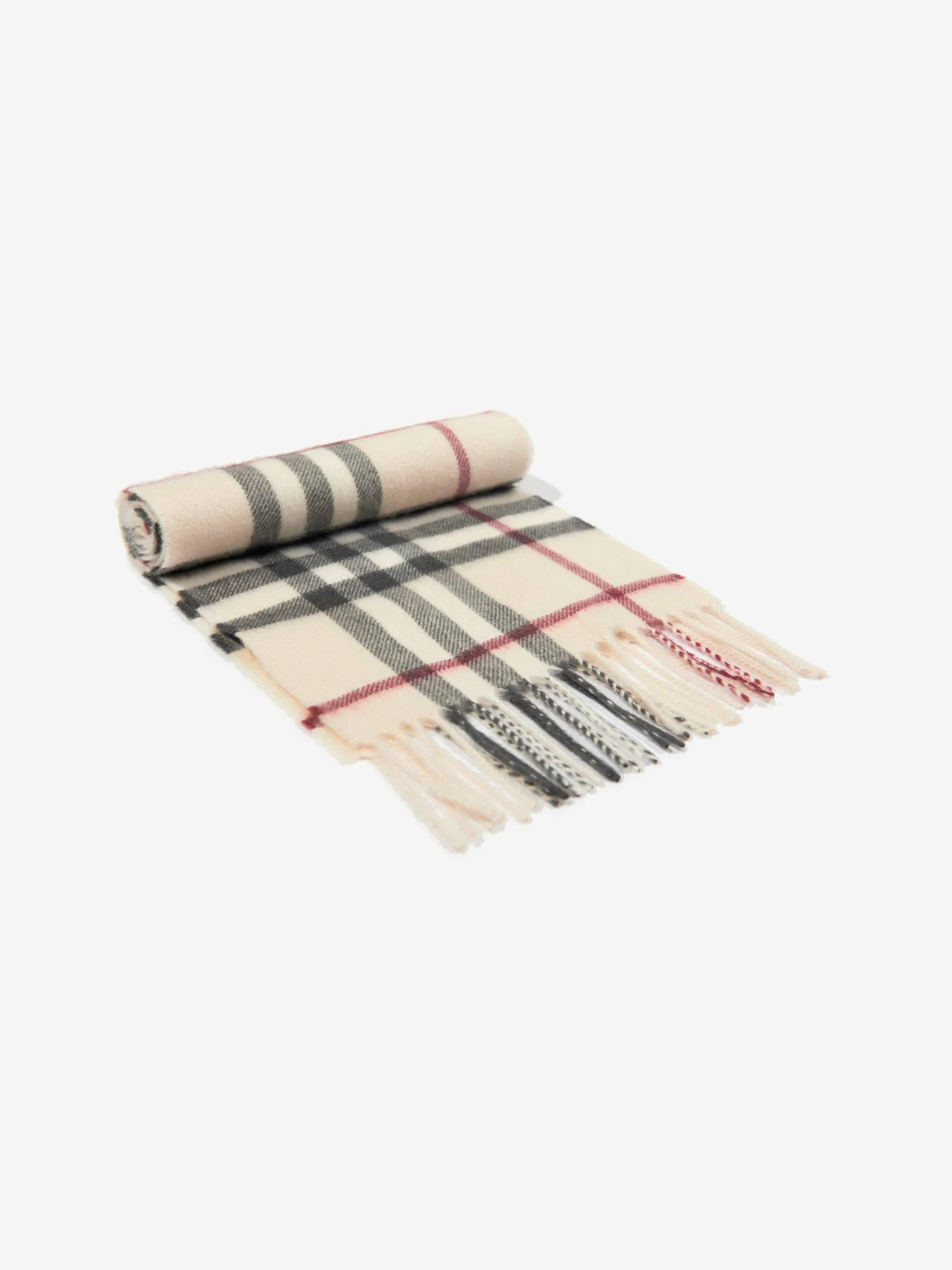 Burberry Kids Heritage Check Cashmere Scarf in Beige