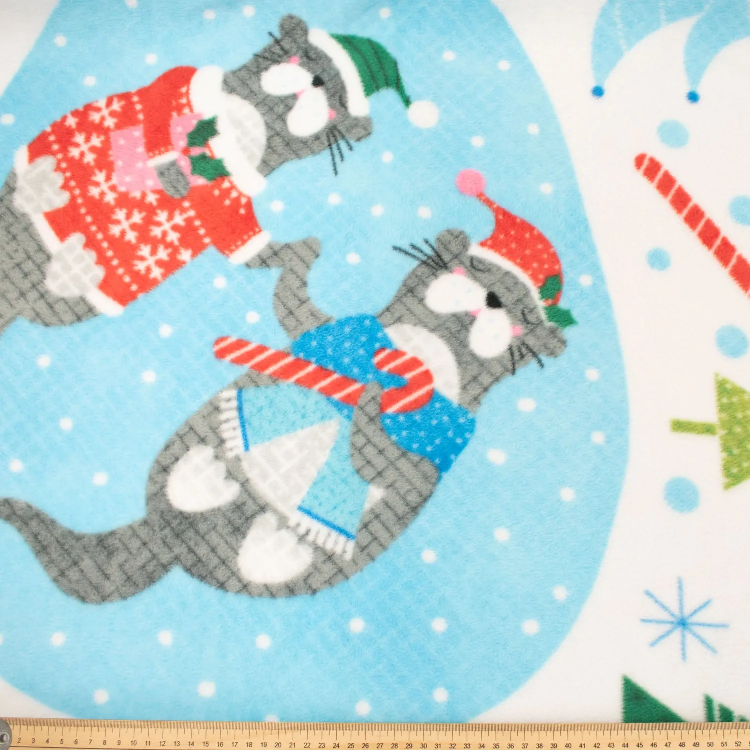 Christmas Otters Printed Polar Fleece Design 47 - 1.28M Panel