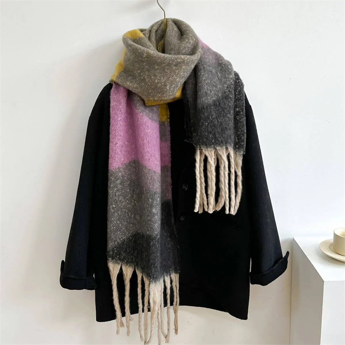 Contrast Scarf - Blue   Pink