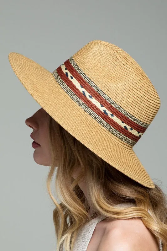 Dark Natural Braided Trim Panama Hat