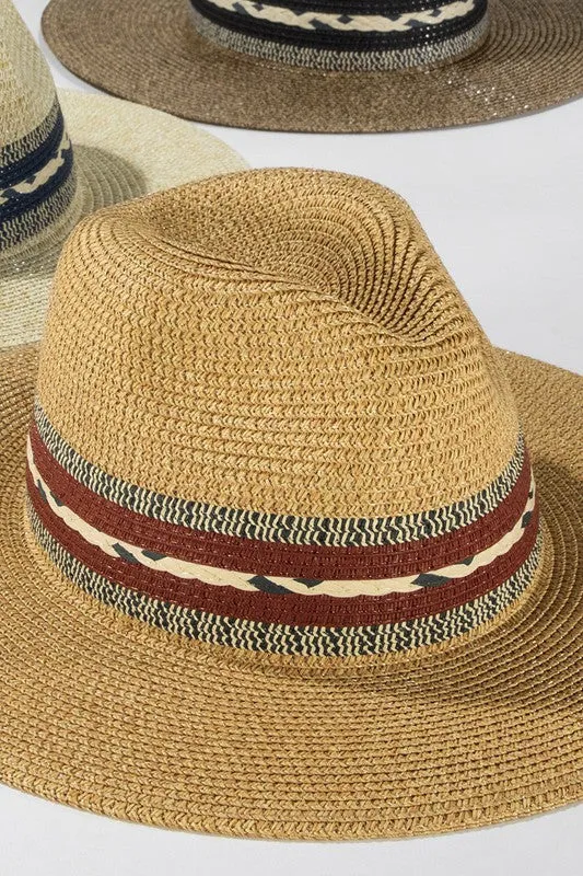 Dark Natural Braided Trim Panama Hat