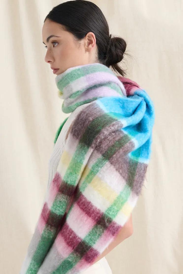 DENISE MULTI PLAID FLUFFY SCARF