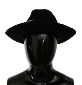 Dolce & Gabbana Black Lapin Amor Gignit Wide Brim Panama Hat