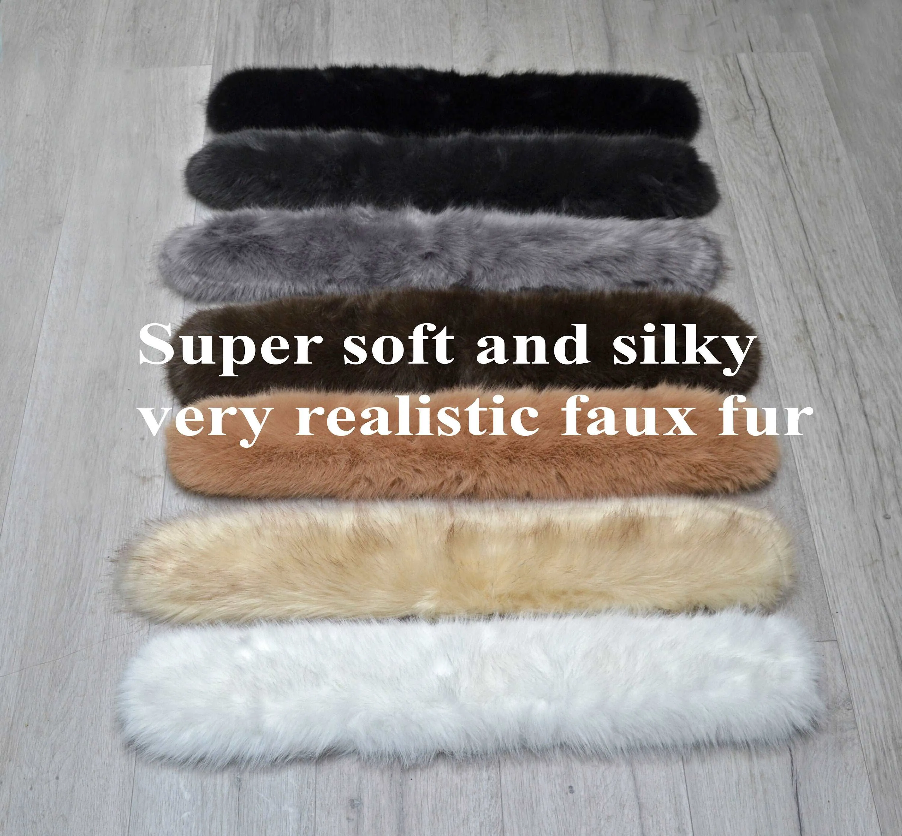 Extra Large Silky Faux Fur Vegan Trim Hood 70 cm, Large Faux Fur Collar Trim, Faux Fox Fur, Fur Ruff, Faux Fur Hood, Jacket, Like Real Fur