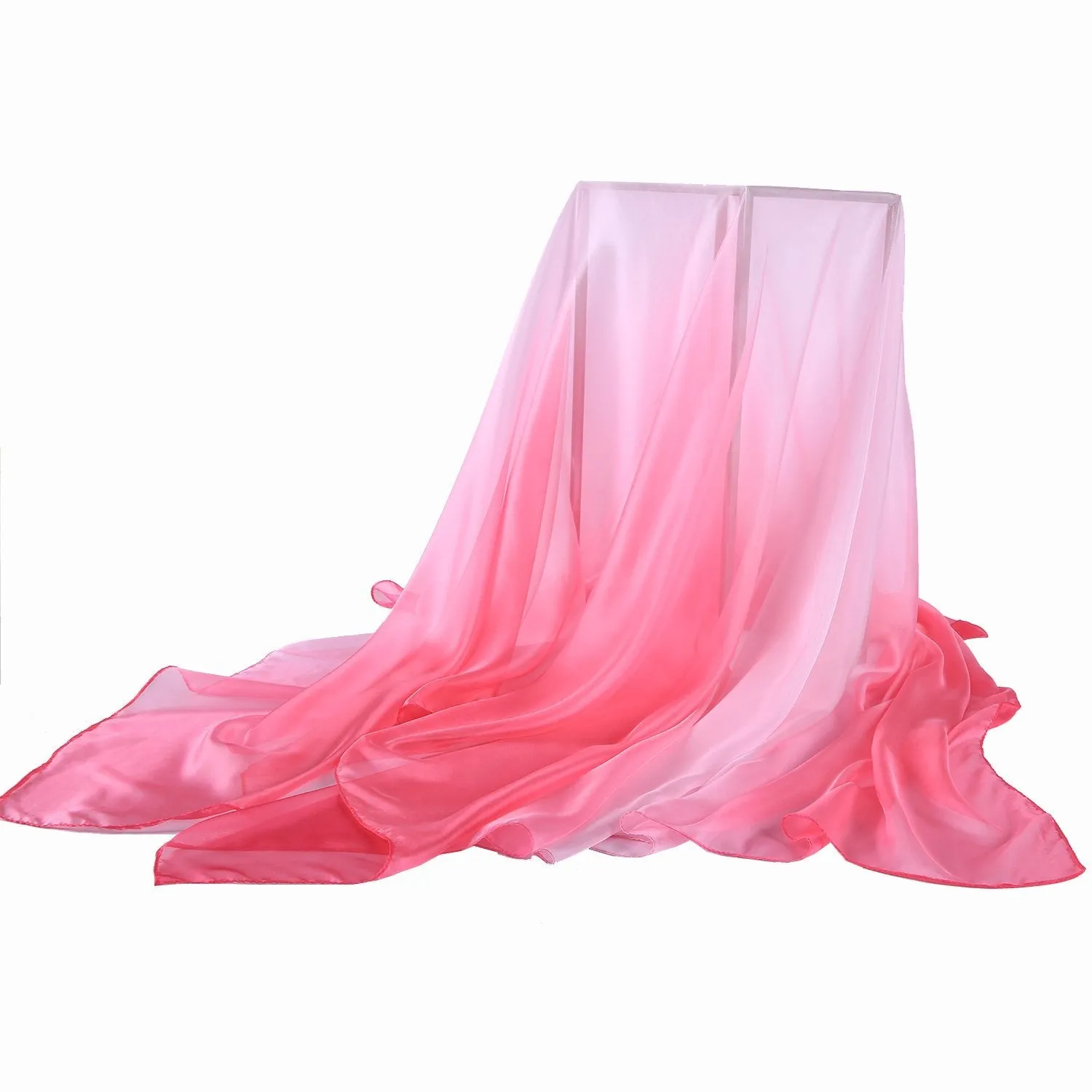 Extra Wide Chiffon Scarf Beach Scarf Gradient Pink Color CHD406