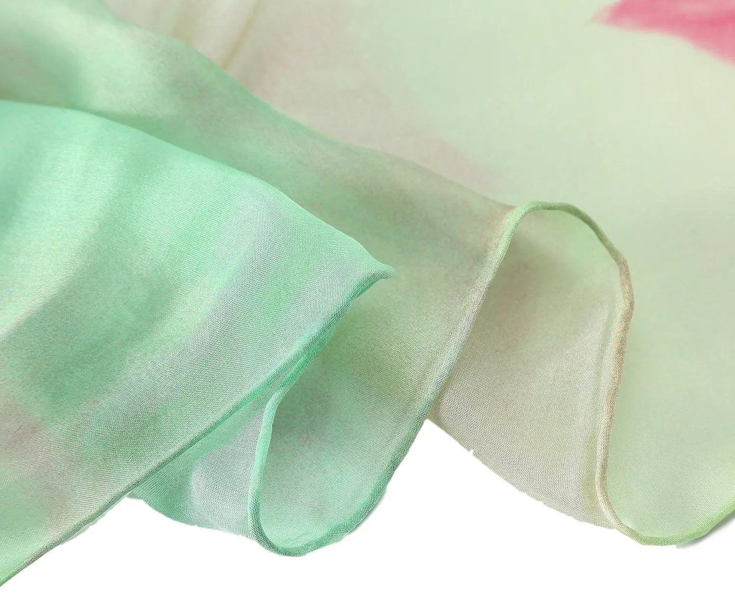 Extra Wide High Quality Silk Chiffon Scarf Light Blue and green Floral Print SCH512