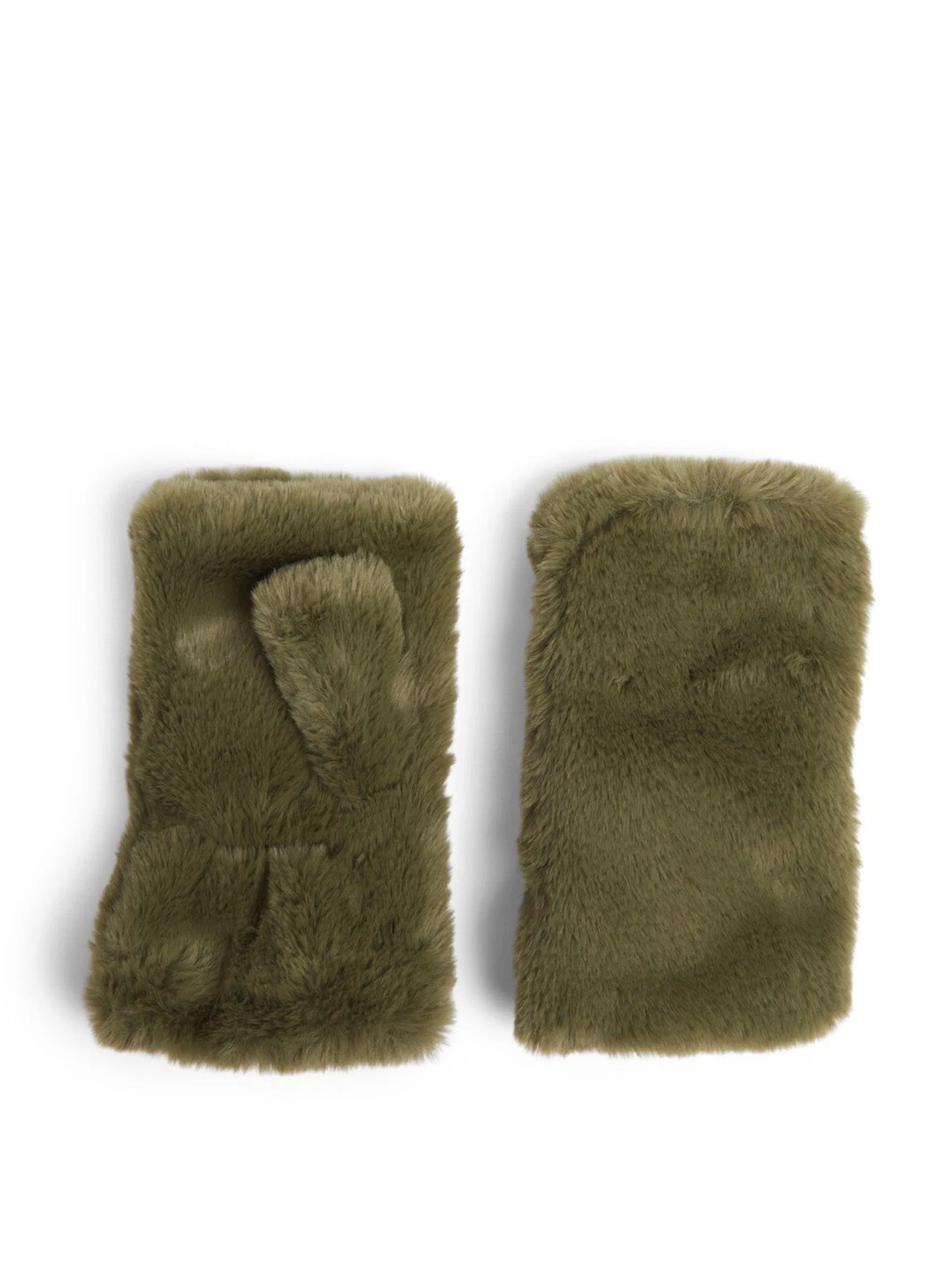 Faux fur fingerless gloves