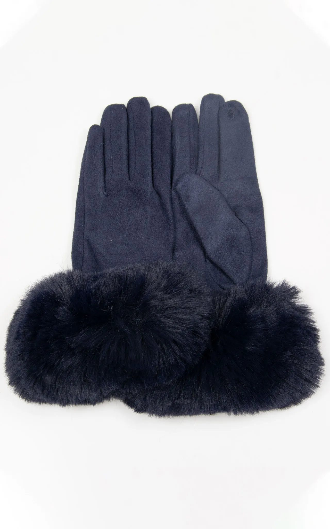 Faux Fur Gloves| Navy