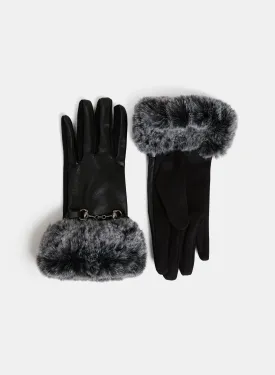 Faux-Fur Trim Gloves