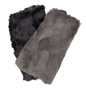 Fingerless / Texting Gloves, Reversible - Cuddly Faux Fur in Gray