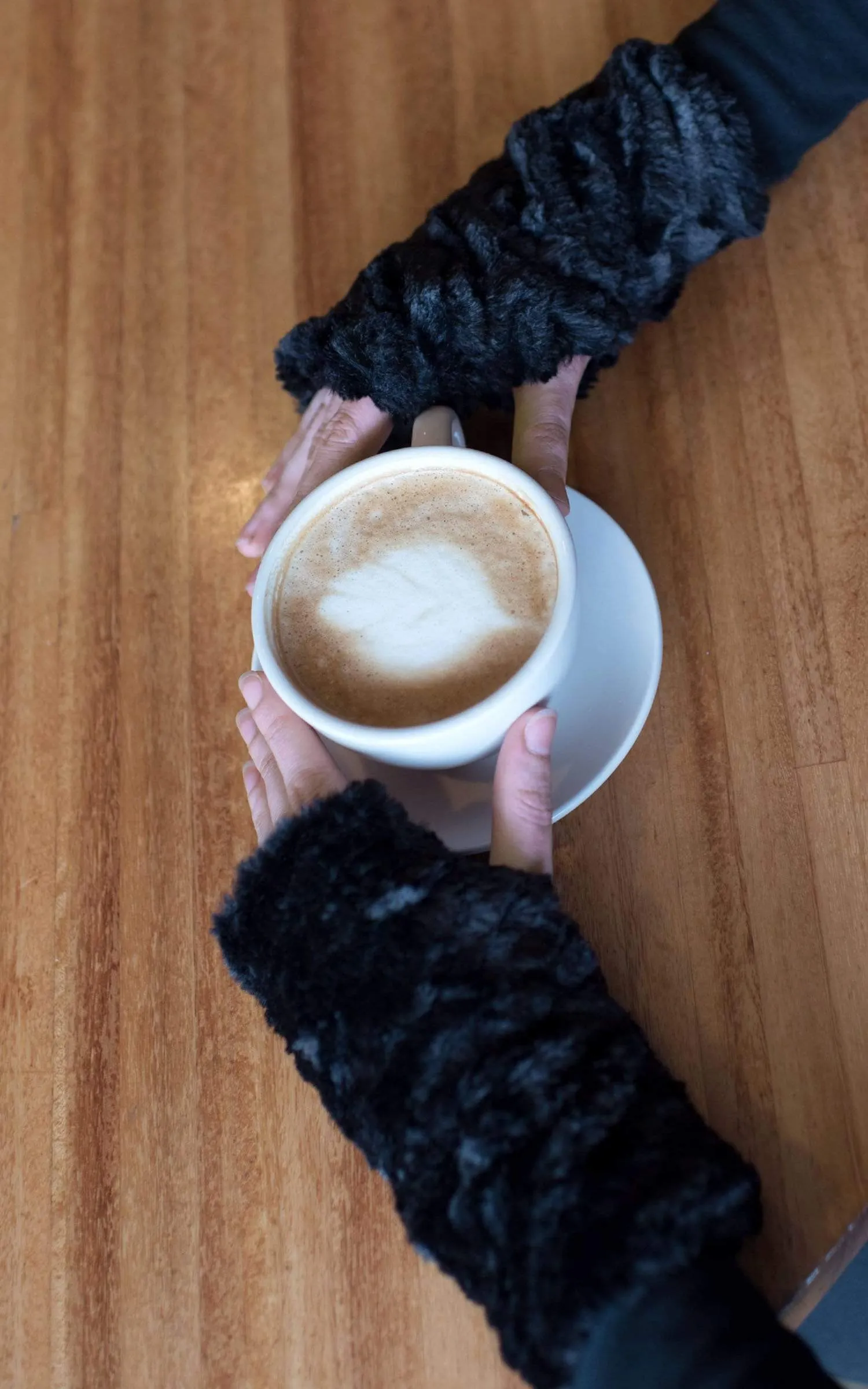 Fingerless / Texting Gloves, Reversible - Cuddly Faux Fur in Gray