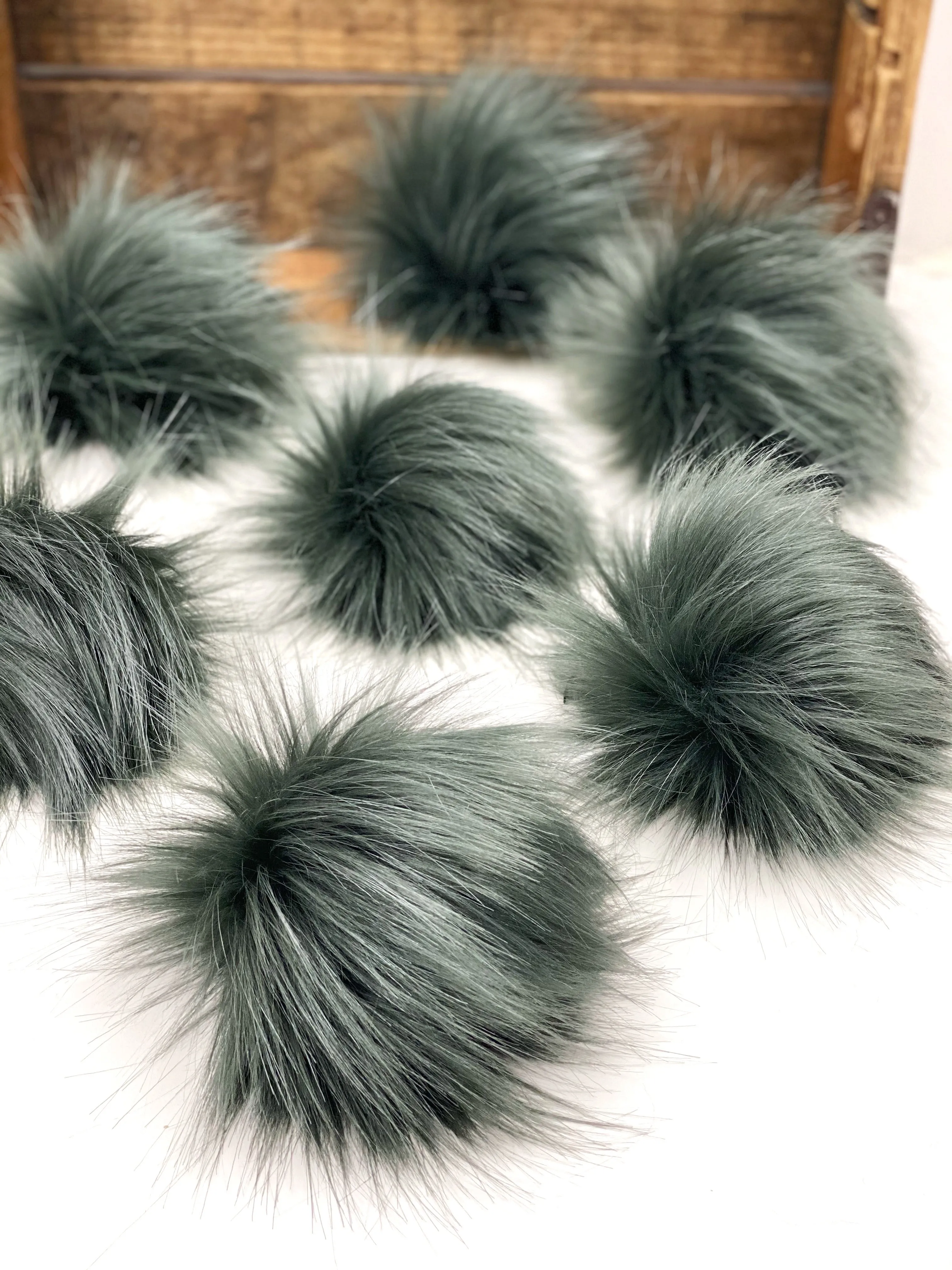 Graphite Gray Faux Fur Pom Pom