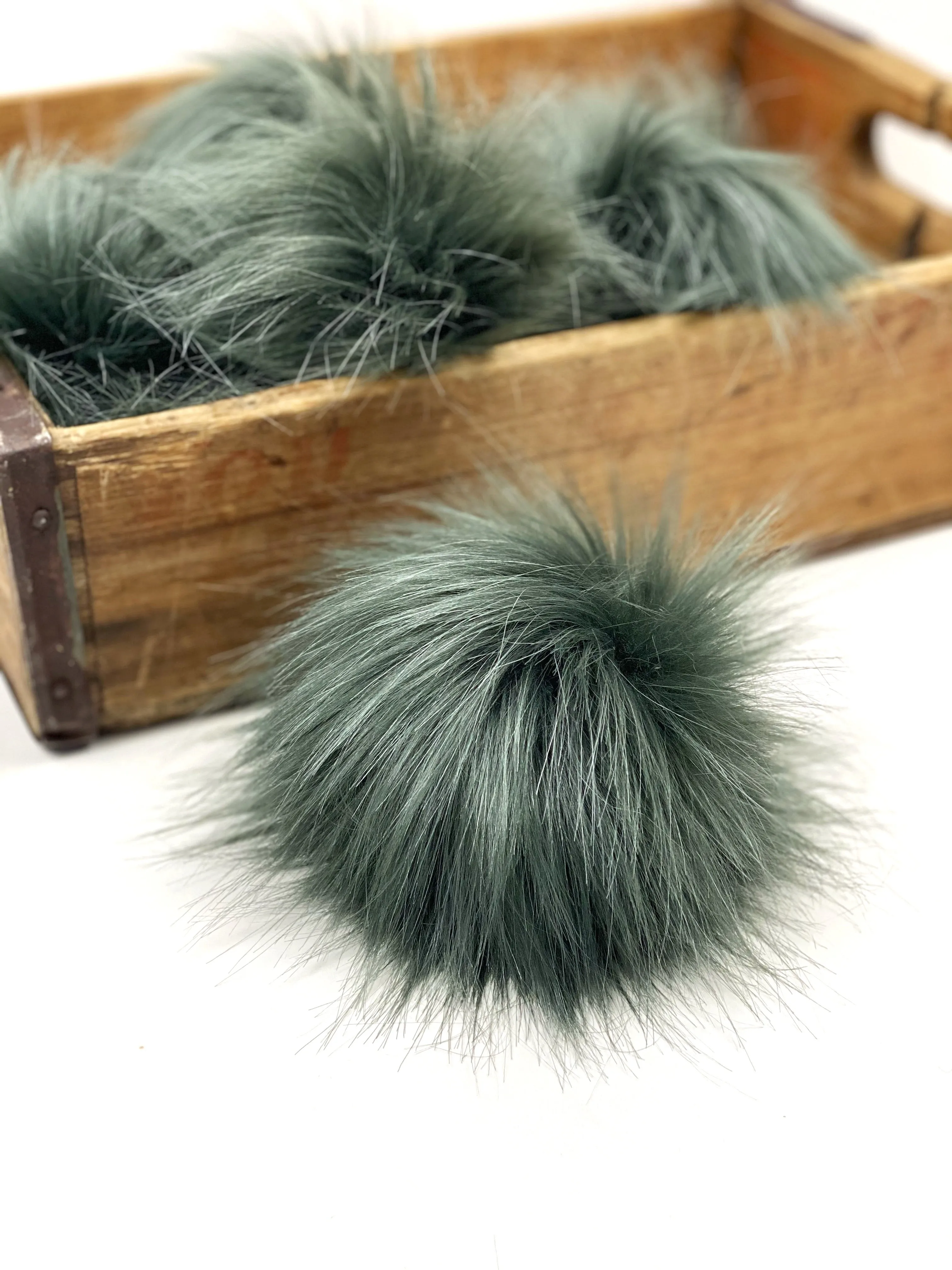 Graphite Gray Faux Fur Pom Pom