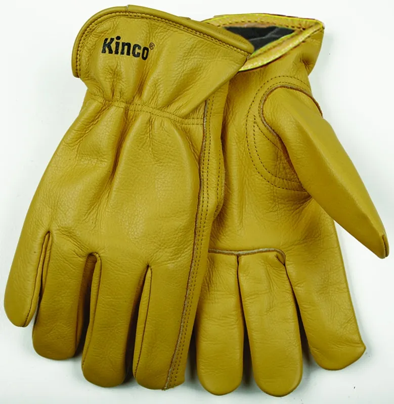 Heatkeep 98RL-M Driver Gloves, Men's, M, 10-1/2 in L, Keystone Thumb, Easy-On Cuff, Cowhide Leather, Gold :PR: QUANTITY: 1