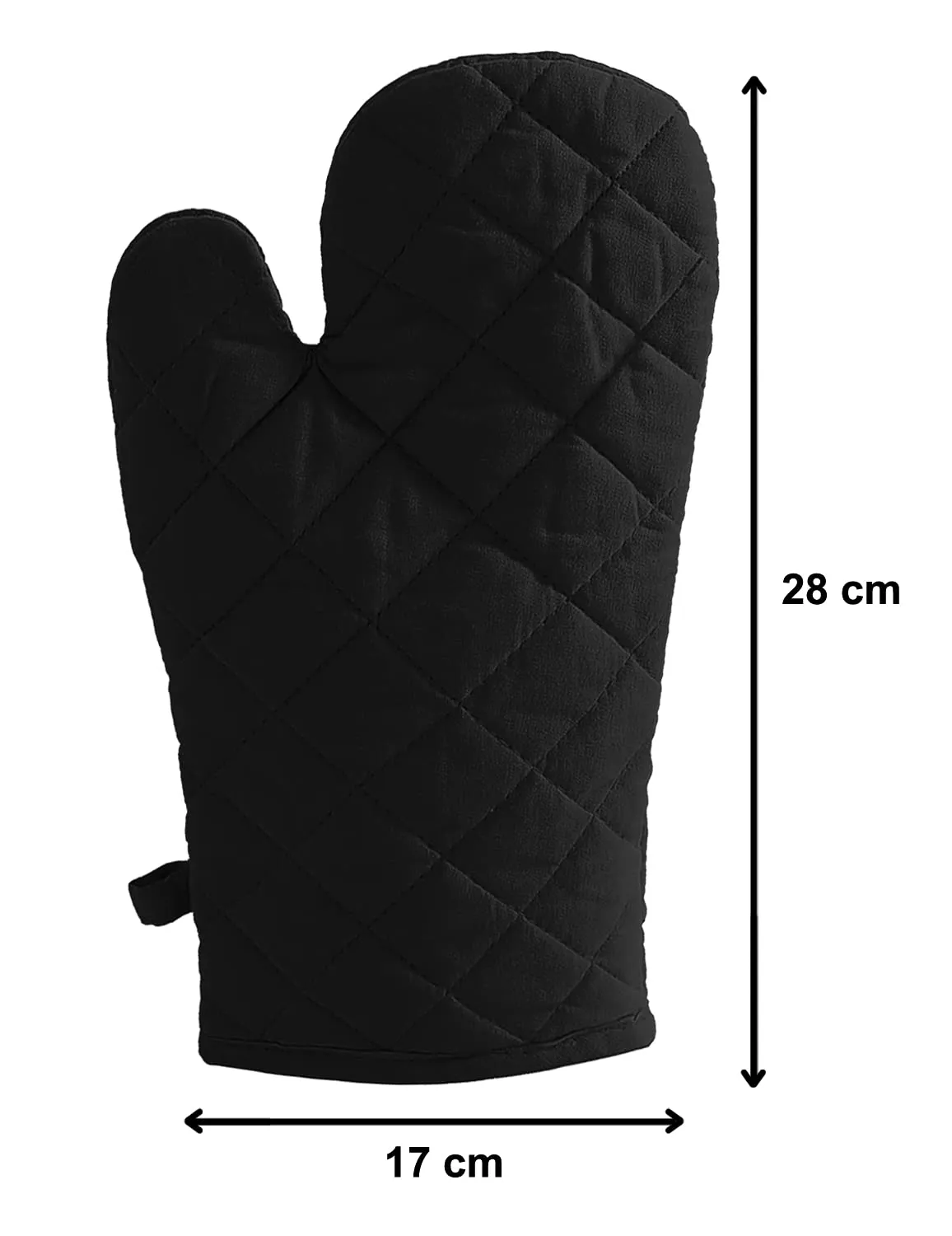 Kuber Industries Heat Resistant Cotton Kitchen Oven Mitt Microwave Glove Set, Non-Slip Grip and Hanging Loop for Kitchen, Cooking, Baking, Set of 2 (Black), (Model: HS_37_KUBMART020602)