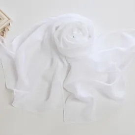 Long Chiffon Scarf Solid White Color CHL302