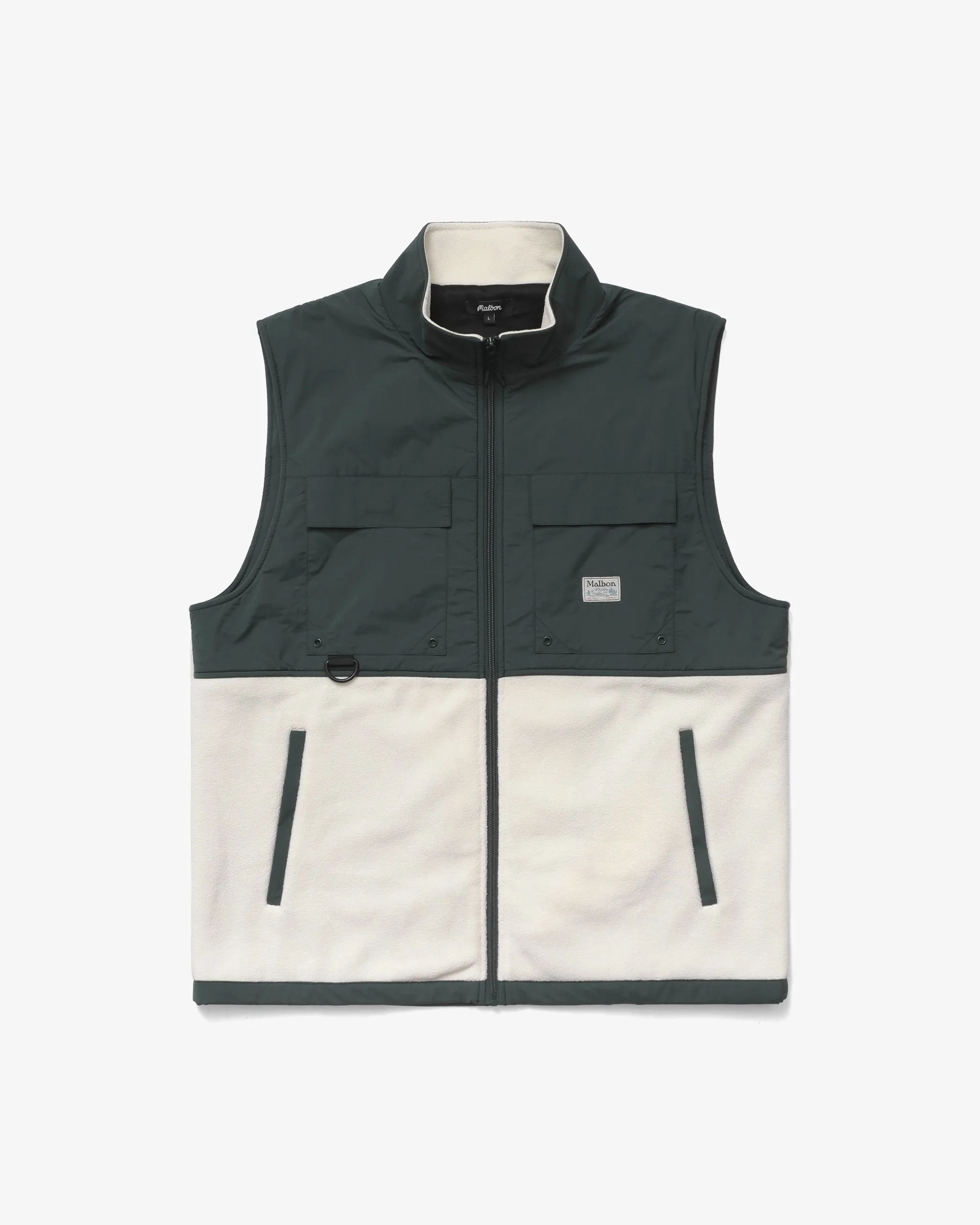 Malbon Golf Backcountry Polar Fleece Vest - FOREST/IVORY