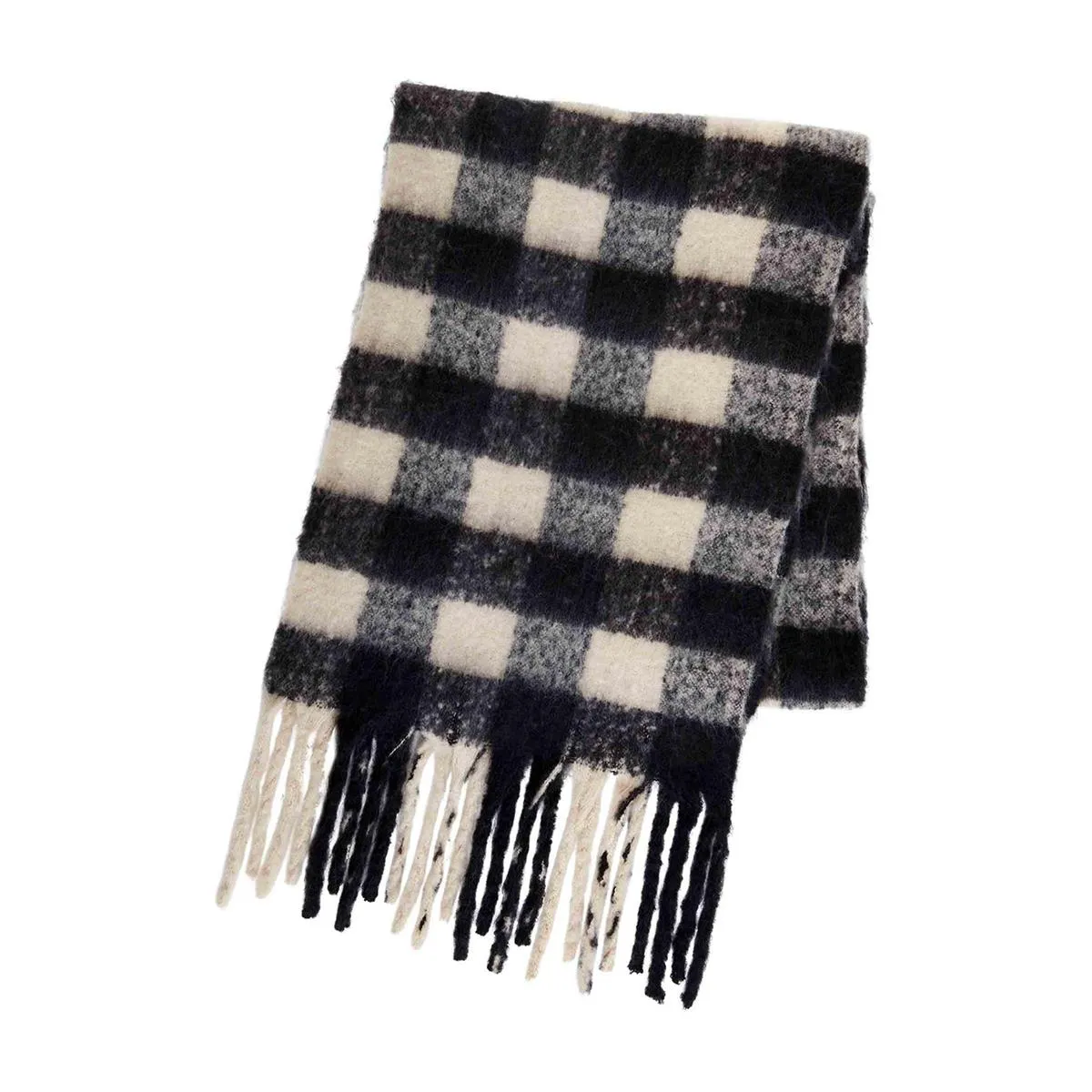 MUD Black Neutral Check Scarf