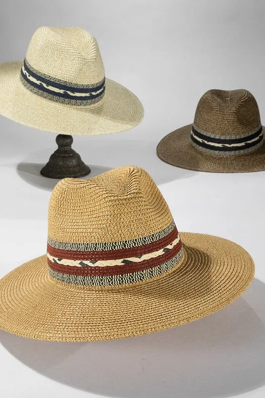 Natural Braided Trim Panama Hat