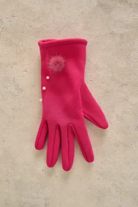 Pearl Trim Pom Glove