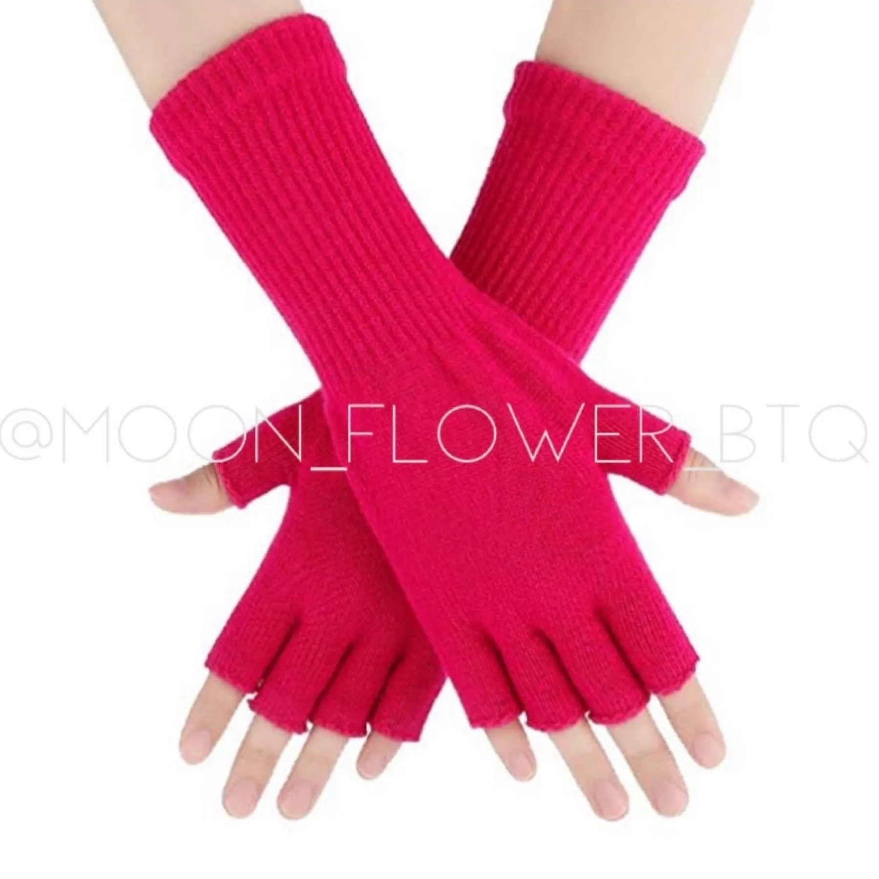 Pink Stretchy Fingerless Winter Gloves