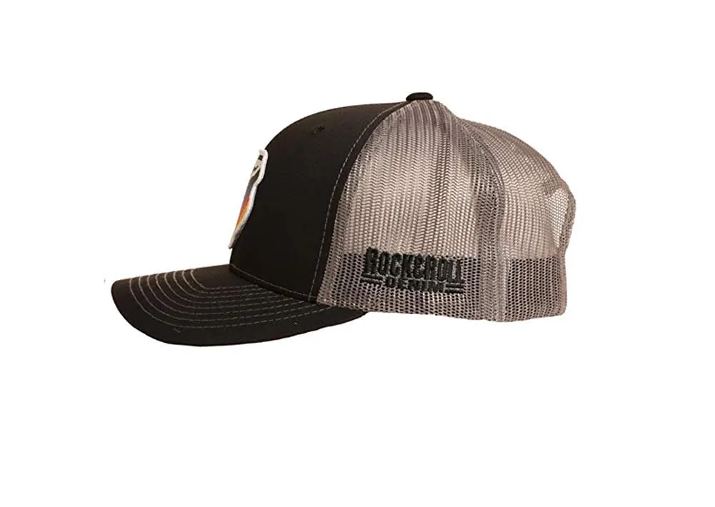 Rock and Roll Cowboy with Bronc Rider Patch Snapback Cap, Black