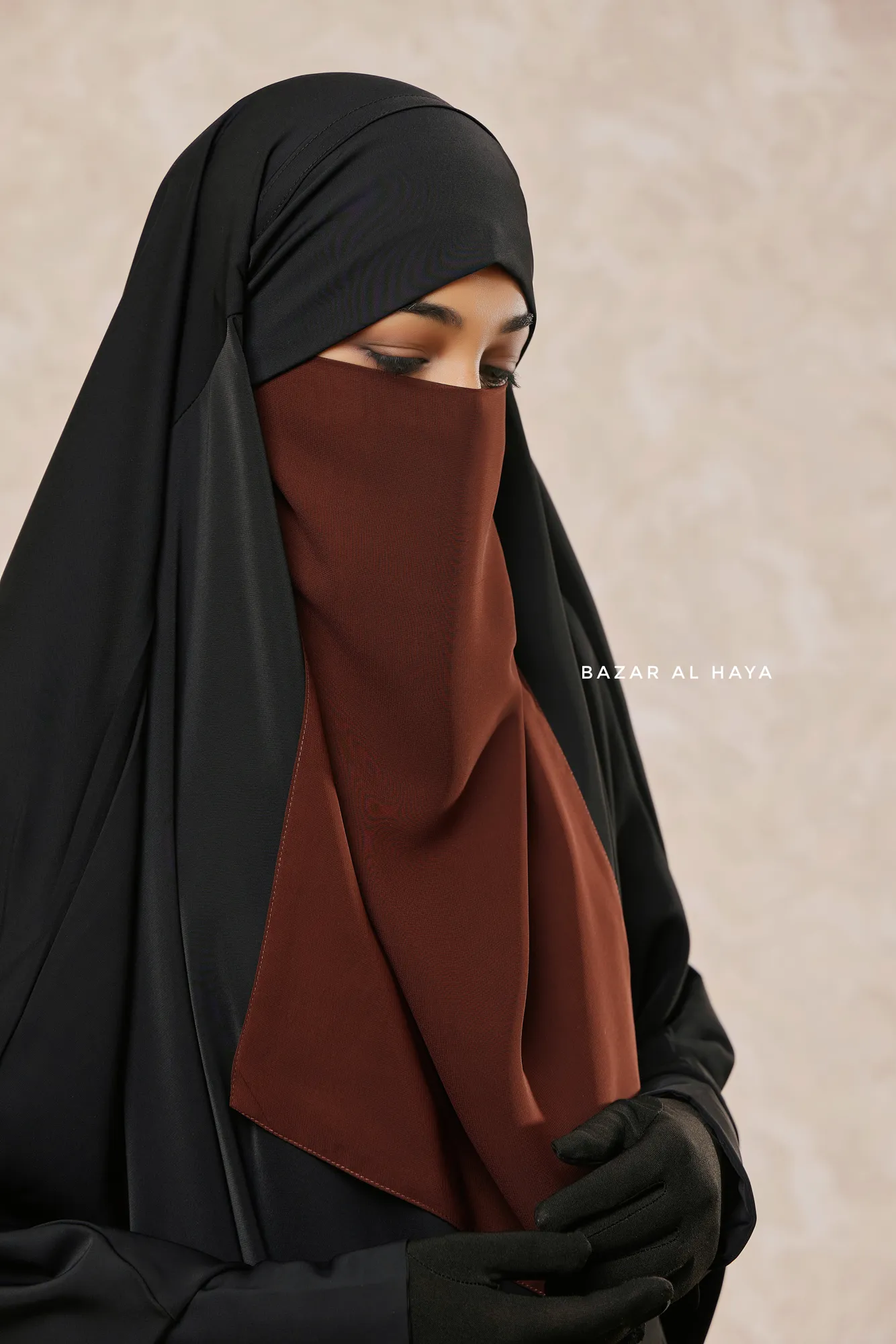 Single Brown Half Niqab - Super Breathable Veil