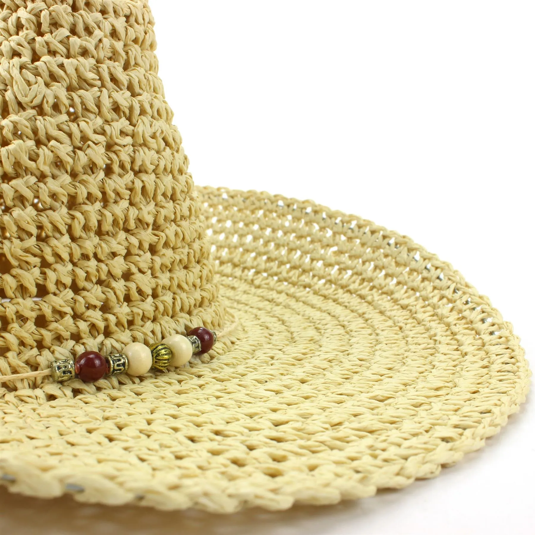 Straw Cowboy Hat with Bead Band