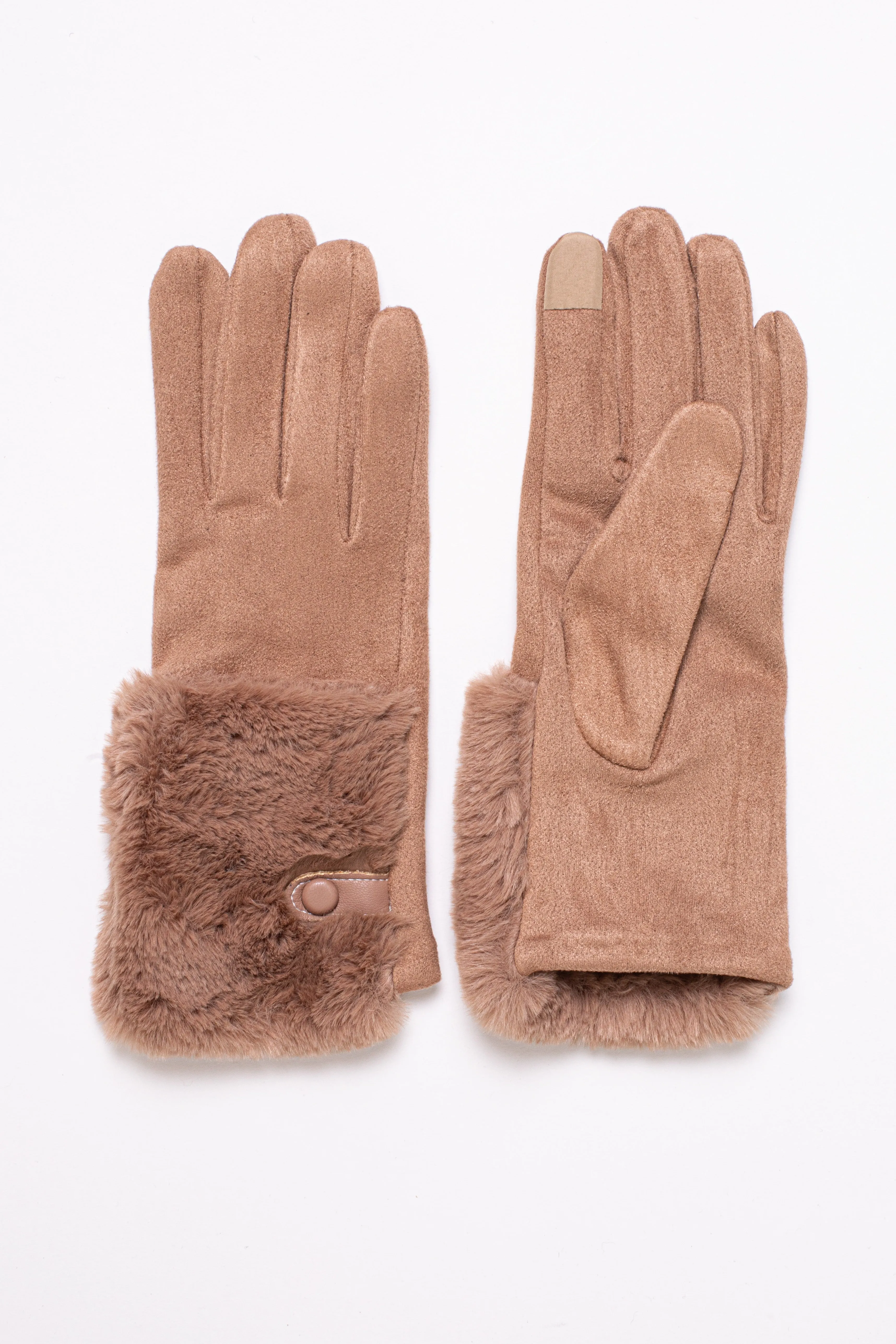 tom & eva Soft Touch Gloves With Faux Fur Cuff Detail