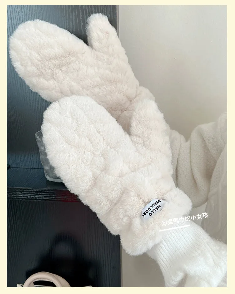 Warm Plush Mittens for Women