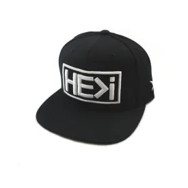 WHITE ON BLACK BOX LOGO SNAPBACK HAT