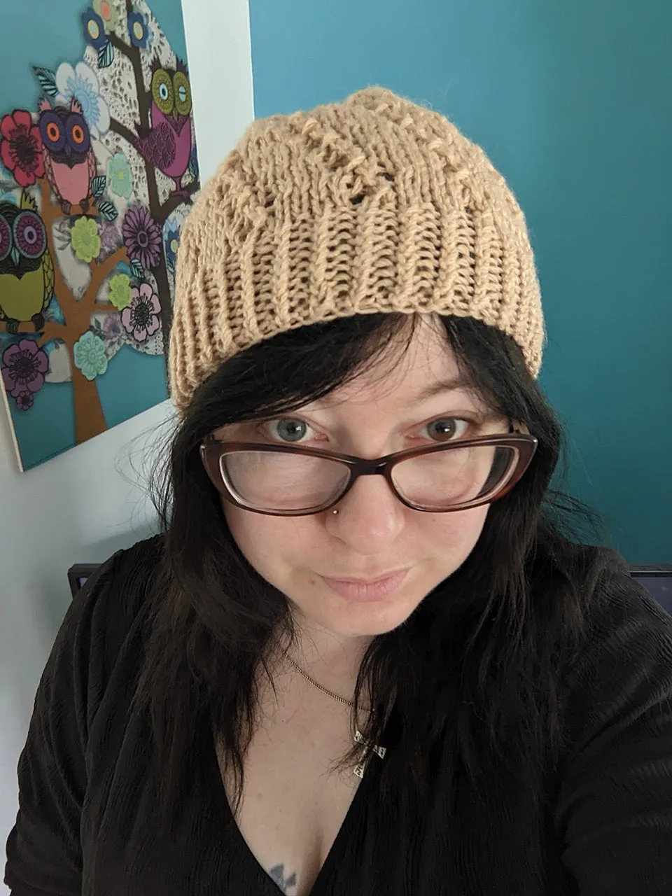 Zigzag lace beanie hat pattern